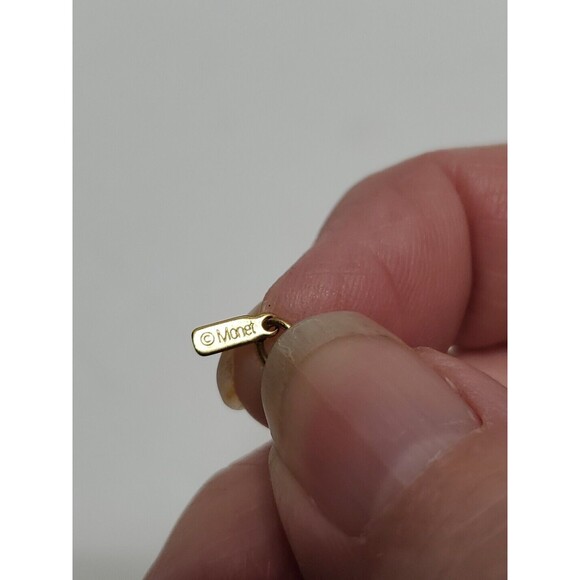 MONET Necklace Lucite Bead Graduated Pink Swirl Gold Tone Signed 24” Vintage - Picture 3 of 7